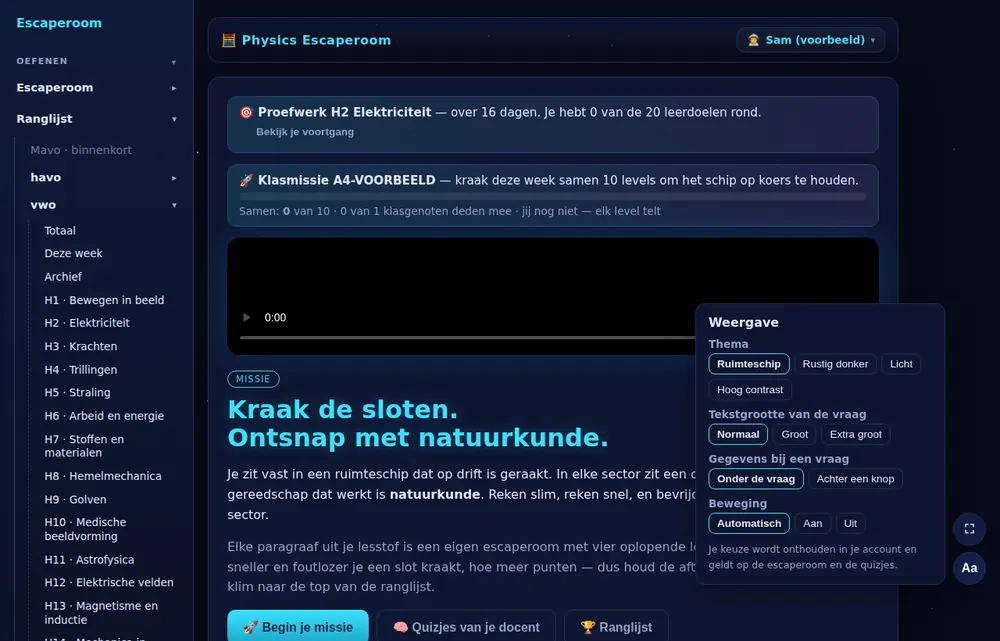 Het paneel Weergave.